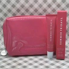 Summer Fridays PINK GUAVA Lip Butter Balm & Ltd Ed Pouch Bag ••NEW••🎁