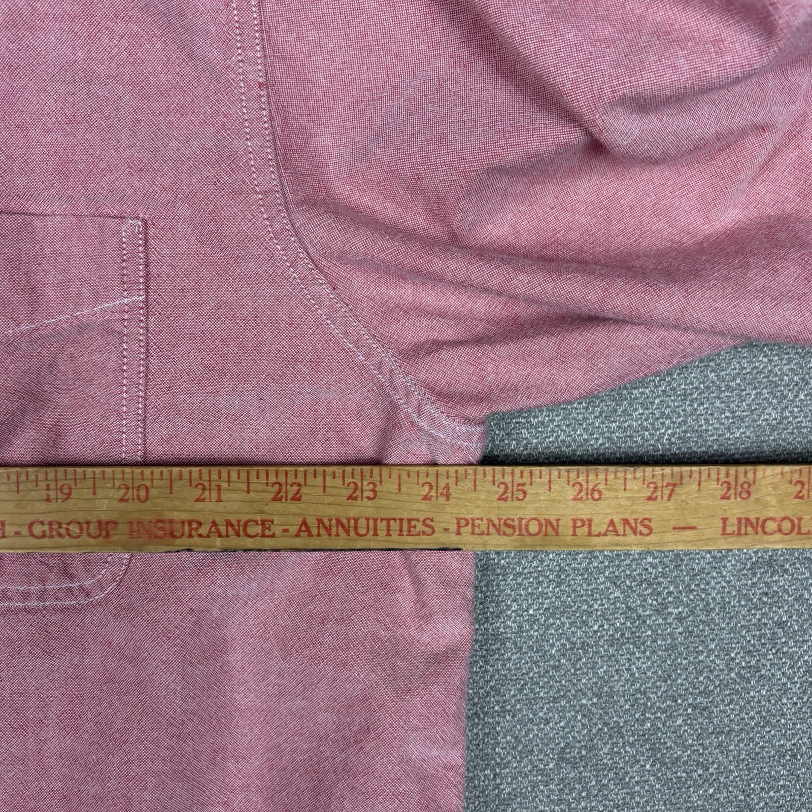 Chaps Long Sleeve Button Down Red Chambray Shirt … - image 3