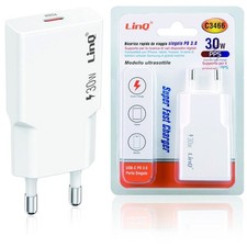 Chargeur LinQ C3466 USB-C PD 30W Port Unique Super Rapide Blanc