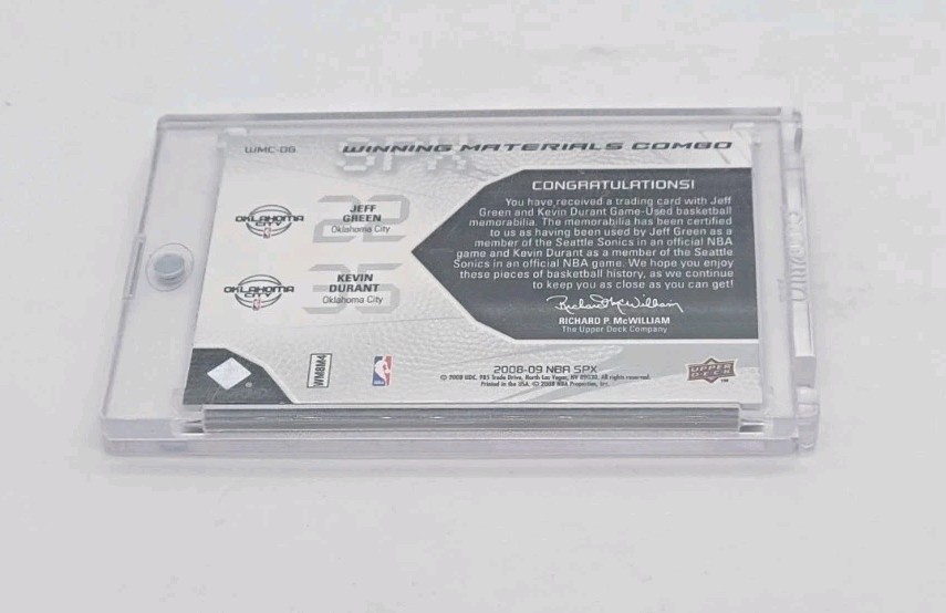 2008-09 SPx Winning Materials Jeff Green Kevin Durant Dual Game Used Jersey Card view 4