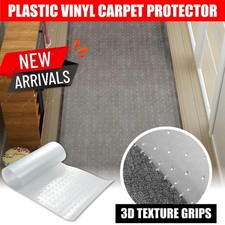Premium Clear Vinyl Carpet Protector Non Slip Plastic Floor Mat Home, Office