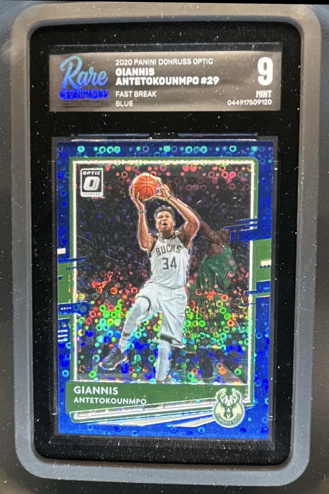 2020-21 Donruss Optic Giannis Antetokounmpo Fast Break Blue #/50 Bucks Rare 9