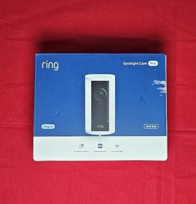 Ring Spotlight Cam Pro Plug-In 2nd Gen White 4k Retinal Vision SEALED + NEW