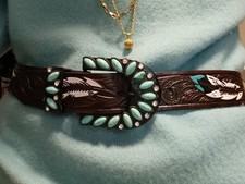 DEFECT AS IS WOMEN WESTERN BROWN LEATHER BELT SMALL belt length is 39inNEW