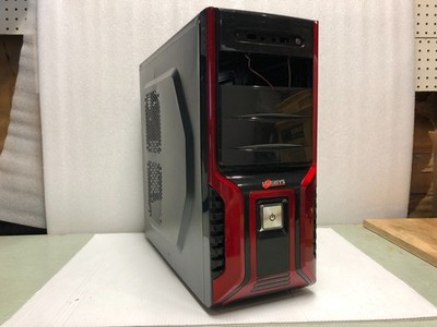 Logisys Computer CS368RB Black & Red, Steel ATX Mid Tower Computer Case - Used