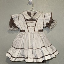 2 Piece VTG Gingham Cotton Dress W/ Apron Pinafore Size Approx 2T Cottage Core