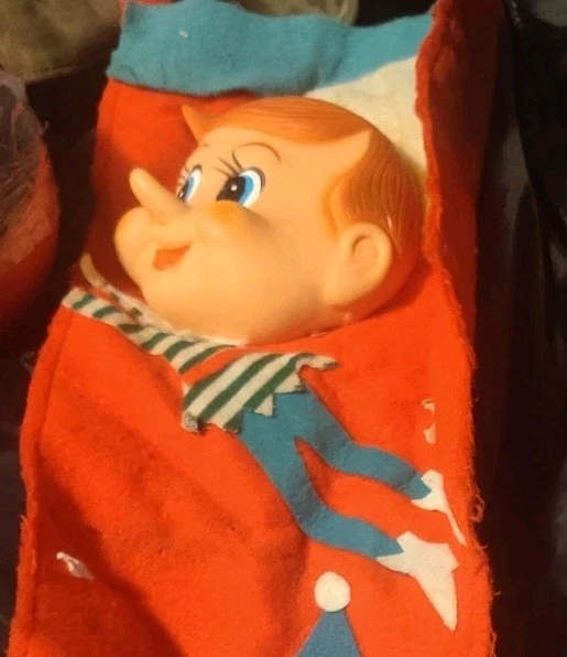 Medias de Navidad vintage de goma con cara de elfo Foto 2 de 3