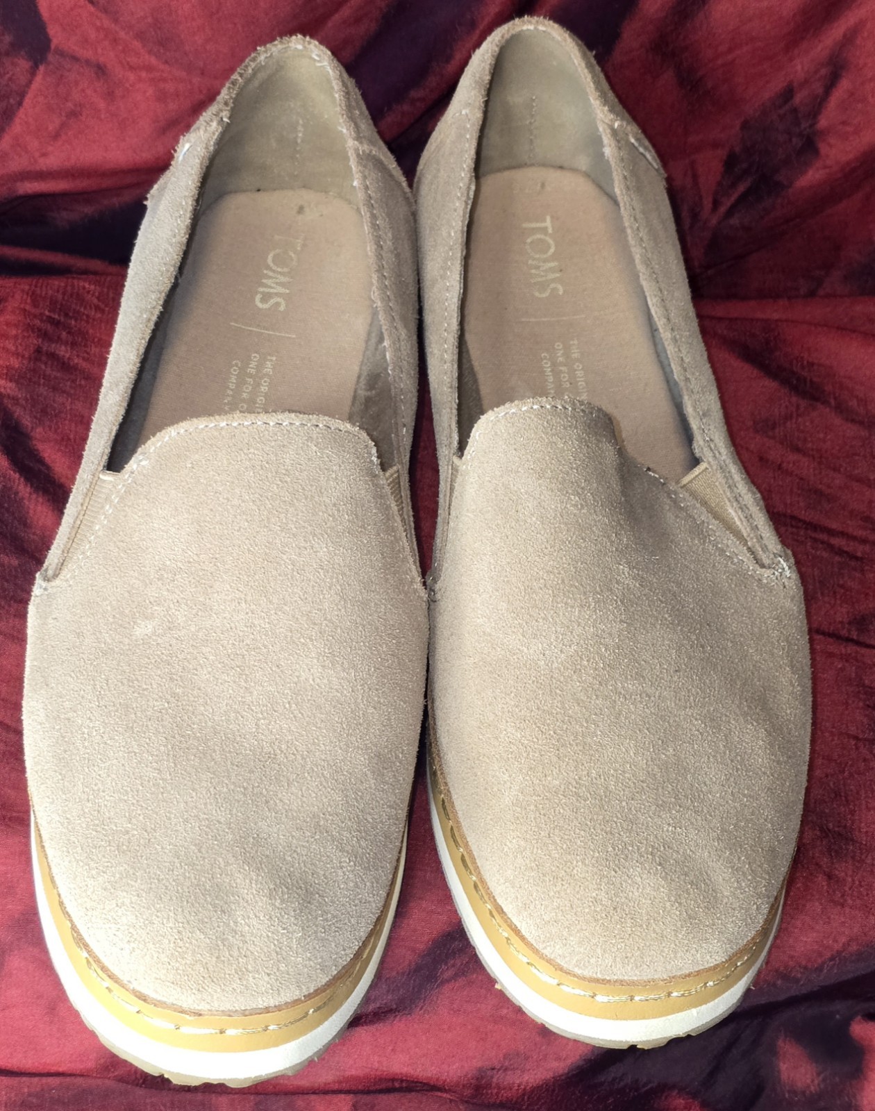 TOMS Jocelyn Slip-on Espadrille Sneakers in Taupe Suede 7.5