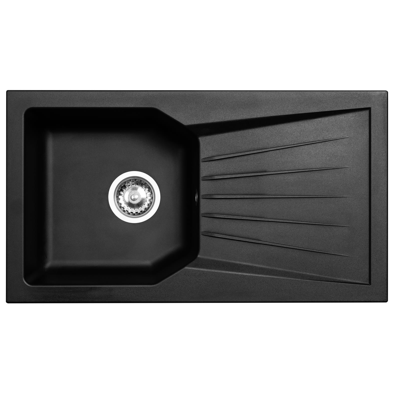 B&Q - Agv780Bl 1 Bowl Compact Reversible Black Kitchen Sink 780X435mm - Image 2