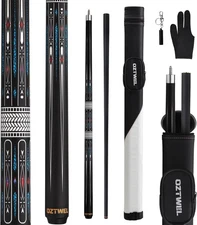 12.8mm Glass Fiber Pool Cue Stick with Case 58" Professional Pool Cue Set 19 Oz