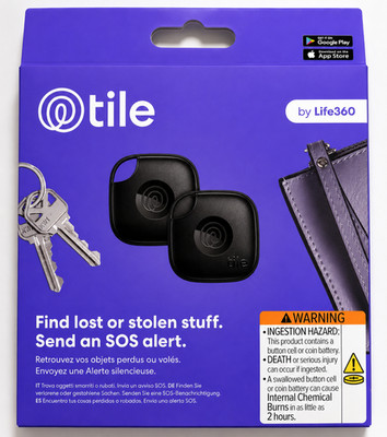 Tile GPS Trackers 2-Pack by Life360 Bluetooth Finders - Black NEW SEALED