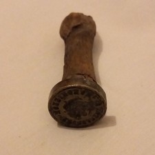 Vintage Antique Stamp Seal, Engraved Brass Face Crown Emblem 1880s-1920s