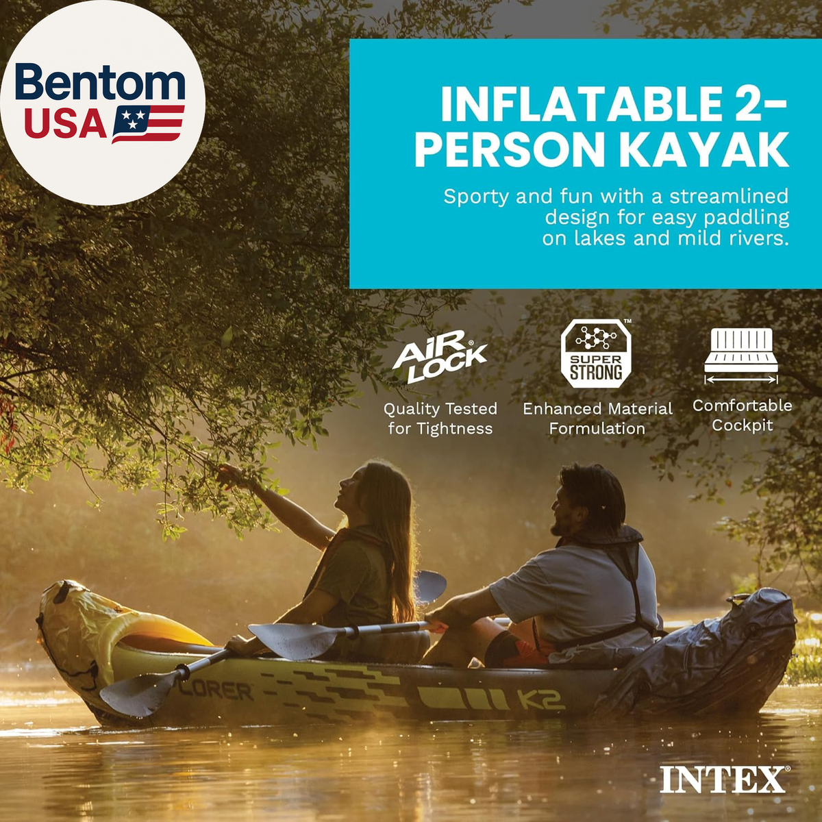 68307EP Explorer K2 Inflatable Kayak Set: Includes Deluxe 86In