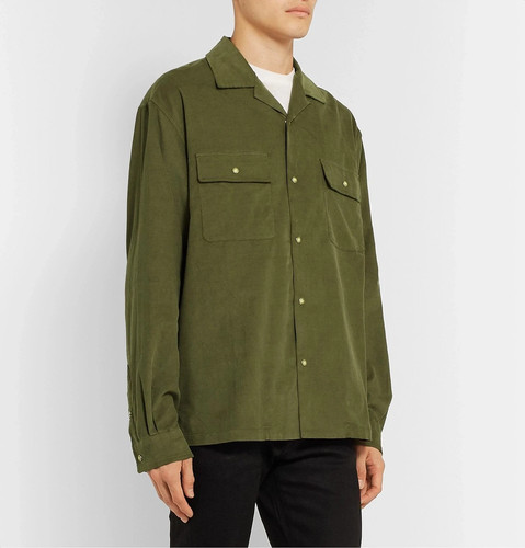 John Elliott Hemd Herren 4/XL grün Camp Kragen Baumwolle Cord lose Perlen Druckknopf - Bild 2 von 10