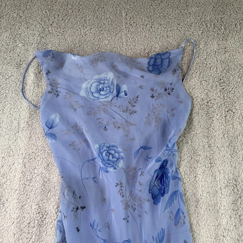 Betsy & Adam Dress Womens 10 Maxi Sleeveless Sheer Cowl Neck Floral Vintage - Image 2 of 4