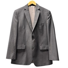 Calvin Klein Wool Blazer Mens 40 R Modern Fit Dark Gray Monochromatic Stripe