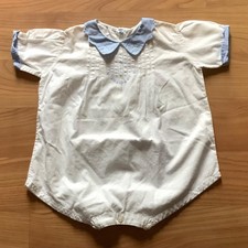 Vintage 1950 White Embroidered 12 mo Handmade Romper One Piece