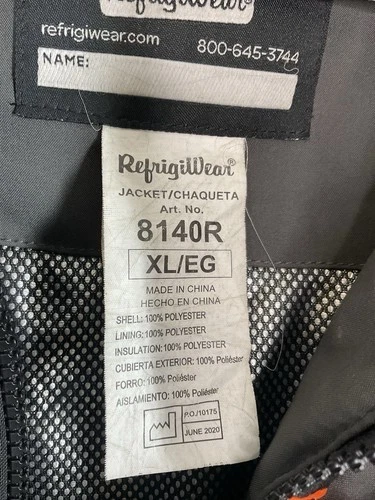 Chaqueta impermeable RefrigiWear 8140R PolarForce aislada cremallera completa para hombre talla XL Foto 4 de 4