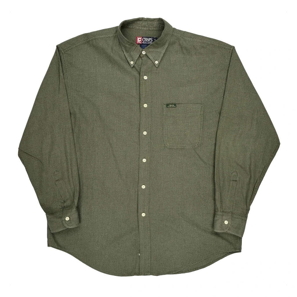 Chaps Ralph Lauren Checked Shirt - XL Green Cotton