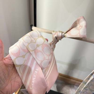 Coach Pink and Cream Signature Silk Purse Scarf Coach Signature Silk Skinny Scarf CEH58 Chalk/Pink | eBay main image 2