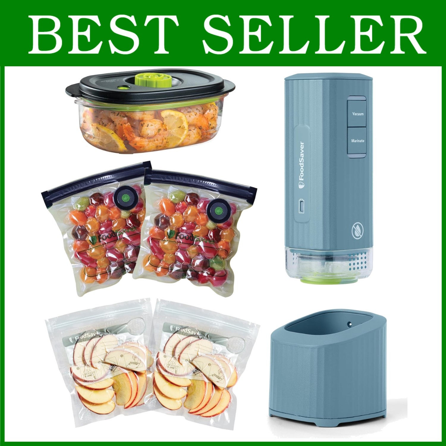 Compact Cordless Food Vacuum Sealer | Marinate Setting