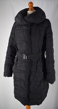 Ladies BHS Black Quilted Coat & Belted Size UK 12