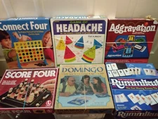 6 INCOMPLETE Board Games Aggravation Connect 4 Headache Rummikub Score Four READ