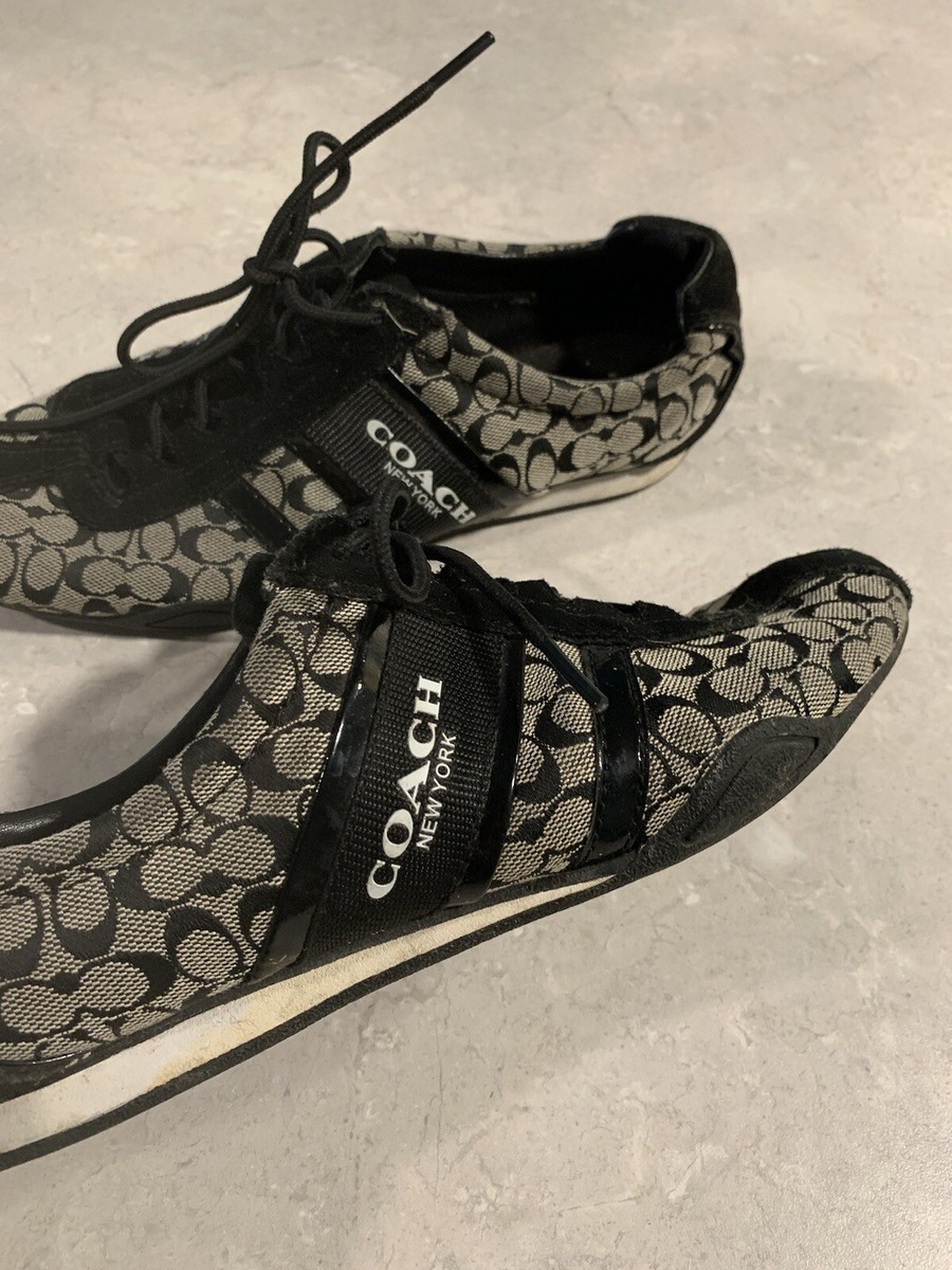 COACH New York REMONNA Size 8B Women’s Shoes Sneakers Brown Logo Lace Up