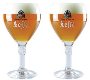 2x 25cl Leffe Branded Belgian Beer Glasses 2 Beer Mats