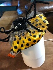 Halloween SPIDER Headband Black  Silver WITH GLITTERY MESH AND GOGGLY EYES NWT