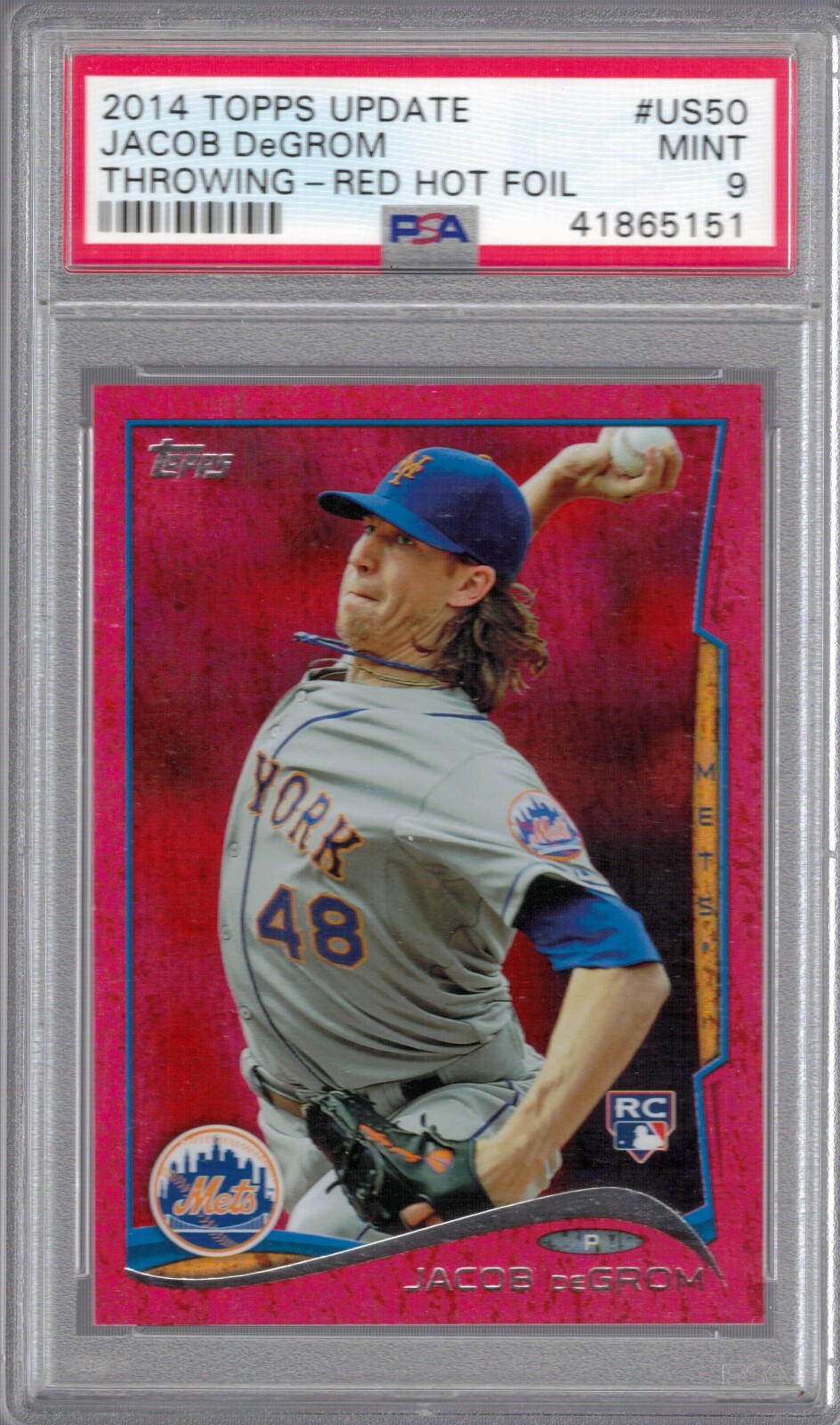 Jacob DeGrom 2014 Topps Update Red Hot Foil US50 Rookie RC PSA 9 Mint