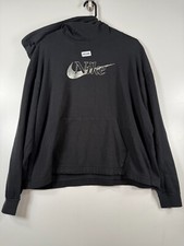 Nike Womens Swoosh Pullover Funnel Neck Sweatshirt Hoodie Black Sz Large 23x24