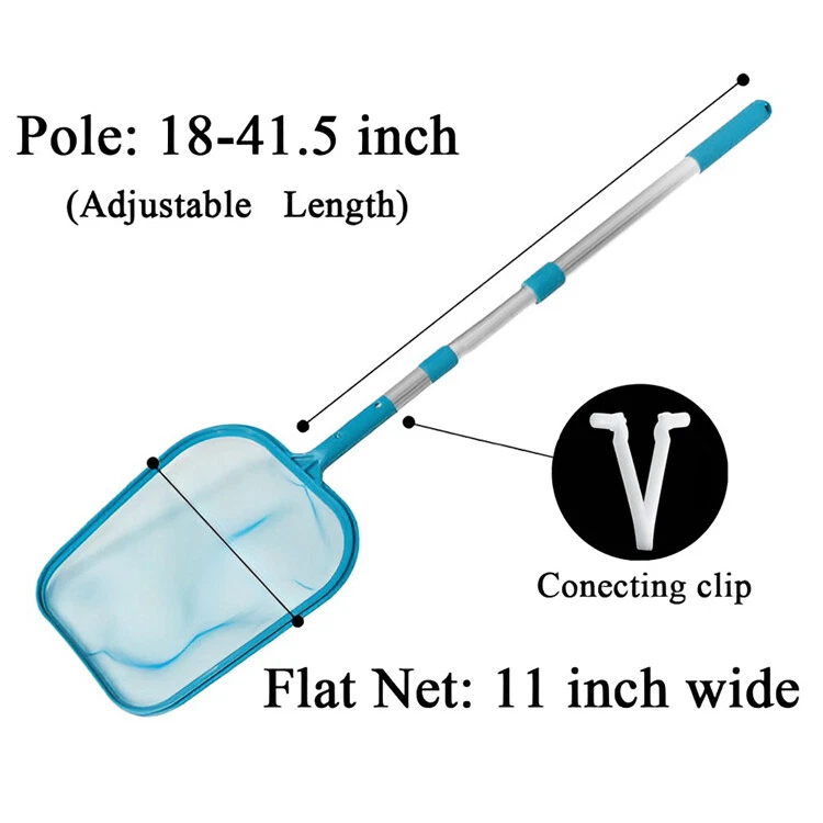 Red skimmer de hojas de piscina de malla fina con marco de poste de aluminio telescópico de 5 pies SUMINISTRO DE EE. UU. Foto 4 de 4
