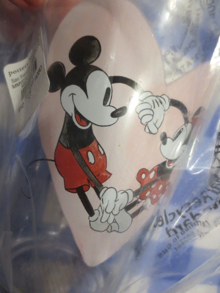 Disney Pottery Barn Mickey & Minnie Mouse CORAZÓN vaso taza pellizco San Valentín dulce Foto 3 de 3