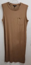 Banana Republic Women's Sandwash Tank Dress Chest Pocket Tan Size Medium No Tie