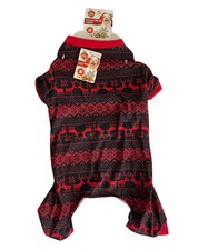 Dog Pajamas Size Medium Black Red One Piece Reindeer Christmas Pajamas