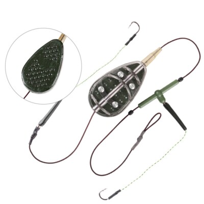 Carp Fishing Feeder Fishing Baits Cages Hook Rig Set Inline Method Feeder