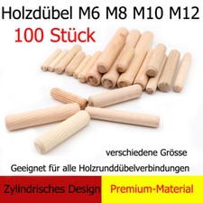 100 Stk. Holzd&uuml;bel sortiert M6 M8 M10 Holzstopfen D&uuml;belstangen Rillend&uuml;bel