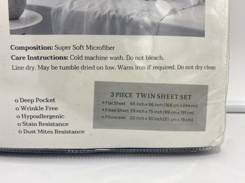 Luxury 1800 Thread Soft Microfiber Deep Pockets 3-piece TWIN Sheet Set, Navy - Picture 4 of 5