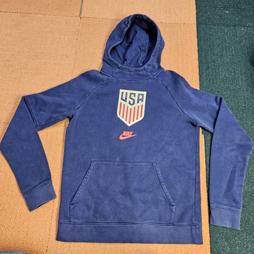 Youth Nike Blue US Soccer Fleece Pullover Hoodie Sweatshirt XL Thumb Hole u8b