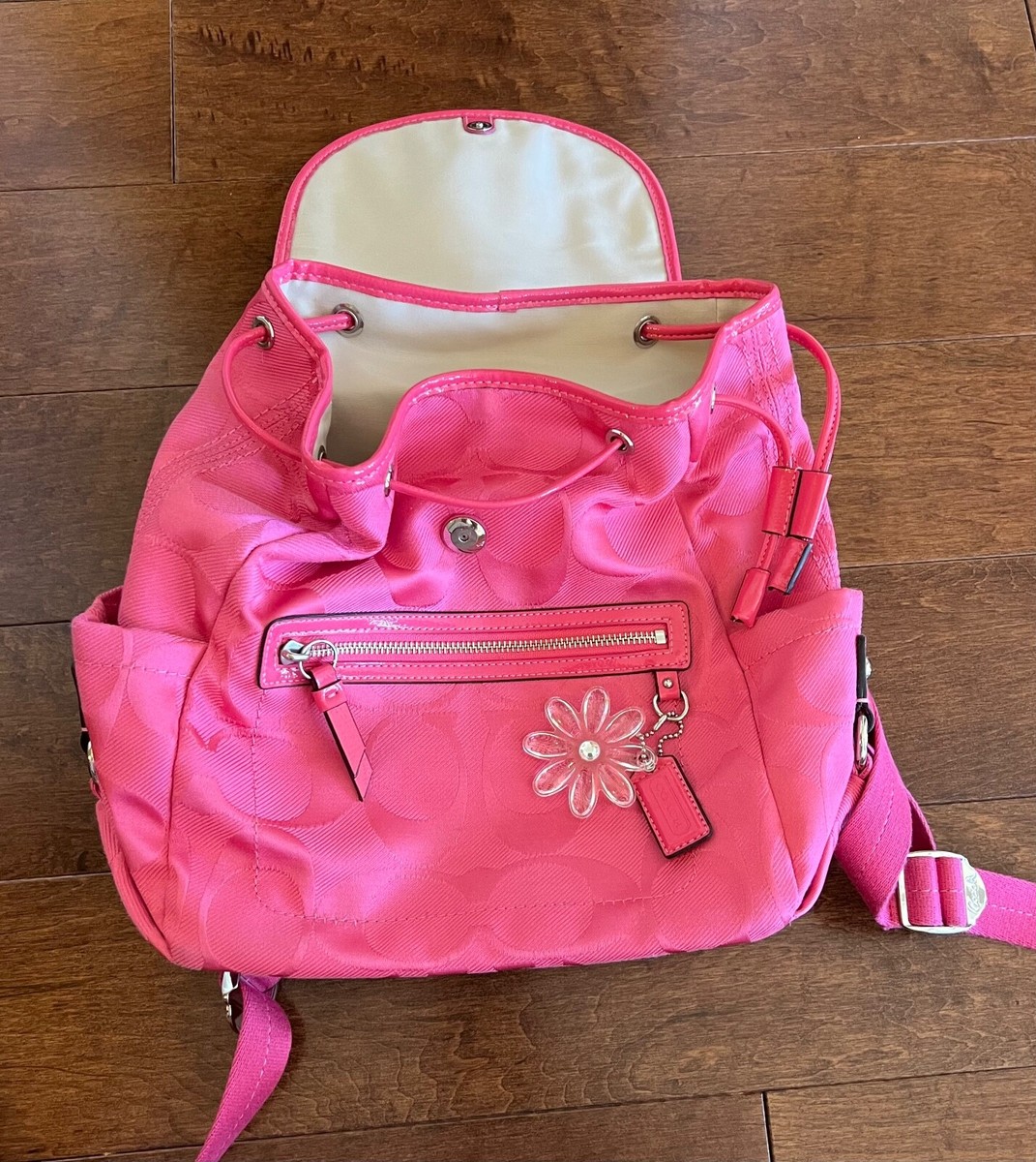 Coach Kyra Daisy Signature Backpack in Hibiscus Vintage | eBay