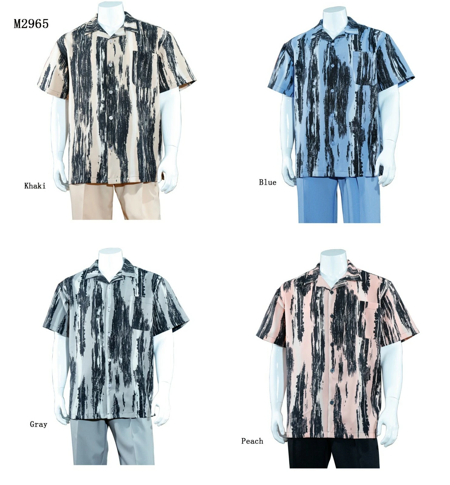 Mens' 2-piece Set Casual Shirt & Pants /Walking Suit 2-tone Art Design # 2965 - Picture 1 of 6