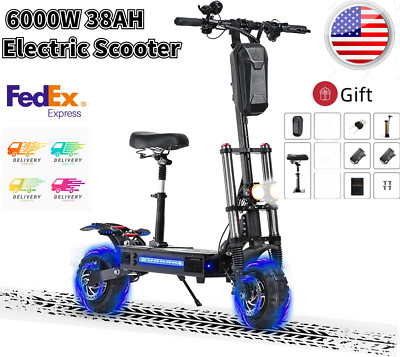 Folding Dual Motor 38AH 60V 6000W Adult Electric Scooter 11'' Off Road Tire