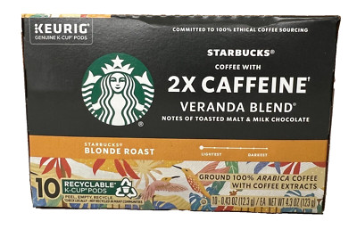 Starbucks 2X Caffeine Veranda Blend Coffee K Cups Keurig 10 ct 4.3
