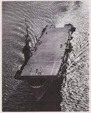 1956 Press Photo US Navy Helicopter Assault Carrier USS Thetis Bay at Sea Trials