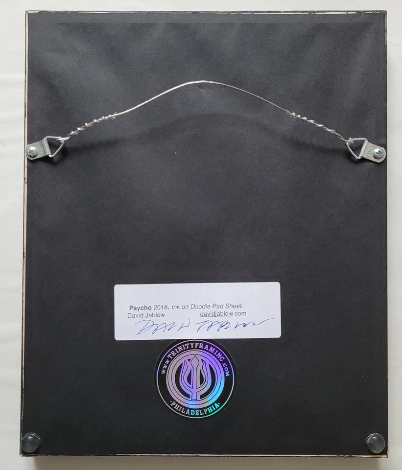 带框原创绘画 PSYCHO David Jablow 纸上墨水 2018 年恐怖艺术罕见 — 第 3/4 张图片