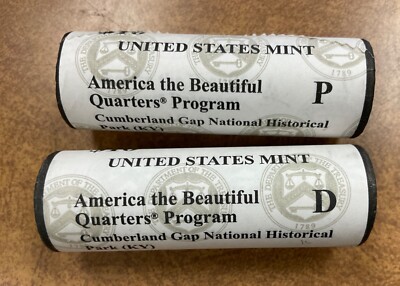 2016 P & D AMERICA THE BEAUTIFUL Cumberland Gap QUARTERS - 2  US MINT  ROLLS