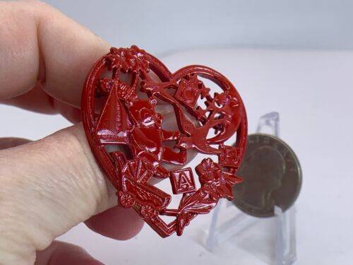 Spilla Spilla Metallo San Valentino Cuore Bambino Rosso Vintage M-1884 - Foto 2 di 3