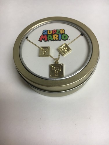 Super Mario Question Mark Block Earrings Necklace Jewelry New Set IN STOCK - Picture 3 of 4