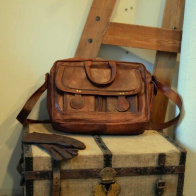 Mens New Man's Handcrafted Bag Vintage Leather Messenger Satchel Genuine Laptop